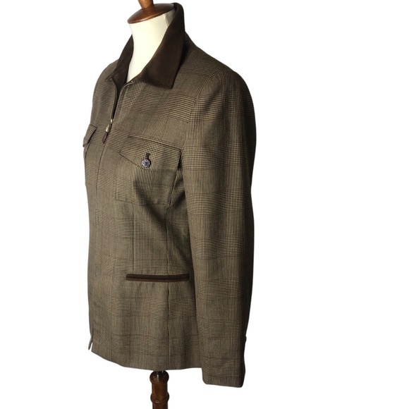 Vtg 90's Kasper For ASL Houndstooth Blazer Jacket Sz 4 Brown English Countryside - Picture 4 of 12